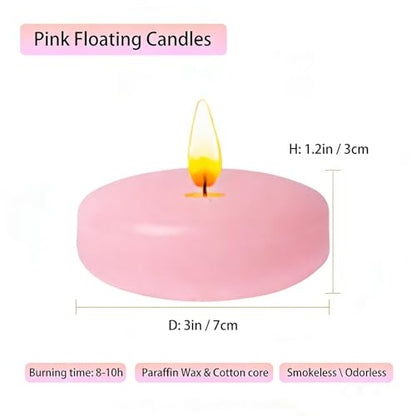 Pink Floating Candles 3 inch 12 Pack - color: Pink, size: D：3 in