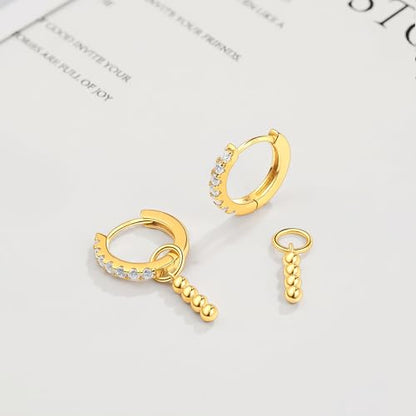 DAILY VIBES Cute Butterfly Star Cross Heart CZ Dangle Earrings for Women - color: Gold Bead Bar