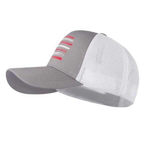 Baseball Cap, American Flag Trucker Hat for Men Women, Breathable Adjustable Fit Outdoor Mesh Snapback Hats - color: Gray/Us Flag