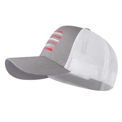 Baseball Cap, American Flag Trucker Hat for Men Women, Breathable Adjustable Fit Outdoor Mesh Snapback Hats - color: Gray/Us Flag