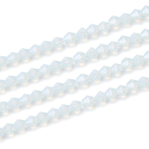 250pcs Czech 6mm (0.24 Inch) Faceted Bicone Crystal Glass Beads Spacer Bulk White Opal - color: White Opal, size: 6mm - 250pcs