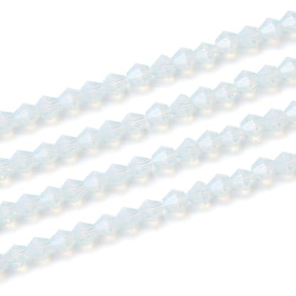 250pcs Czech 6mm (0.24 Inch) Faceted Bicone Crystal Glass Beads Spacer Bulk White Opal - color: White Opal, size: 6mm - 250pcs