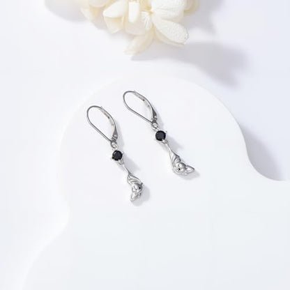 HPQQ Earrings for Women Sterling Silver Dangle Earrings Birthday Christmas Jewelry Gifts for Women Wife Mom - color: White Gold-Bat-B