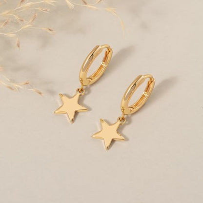 FETTERO Cross Dangle Earrings for Women Men Small Huggie Hoop Earring - style: Star