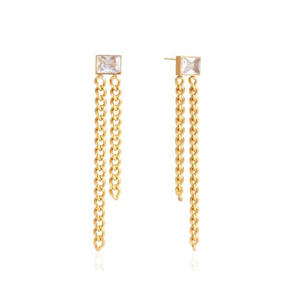 Gold Dangle Earrings for Women，Tassel Hoop Earrings with Charms - color: G