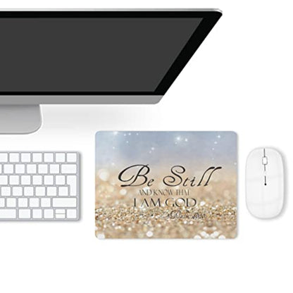 Christian Bible Verses Mouse Pad, Square Waterproof Non-Slip Rubber Base MousePad for Office Laptop, 9.5"x7.9"x0.12" Inch (Be Still) - color: S1013