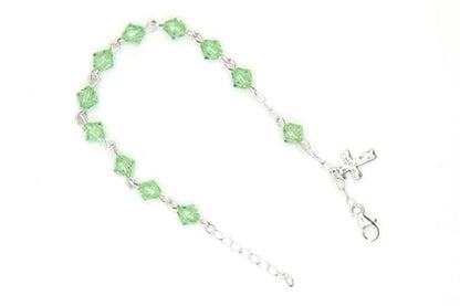 Catholic Communion Rosary Bracelet Created with Swarovski® Crystals, Glass - color: Peridot - August