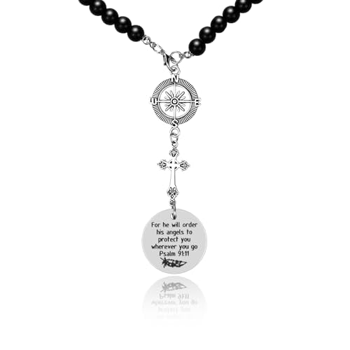 Cross Car Charm, Rear View Mirror Hanger Decor, He Will Order His Angels to Protect You Wherever You Will Go, Religious Gifts for Women, Easter Gift, Christian Gift, Decor Car Charm