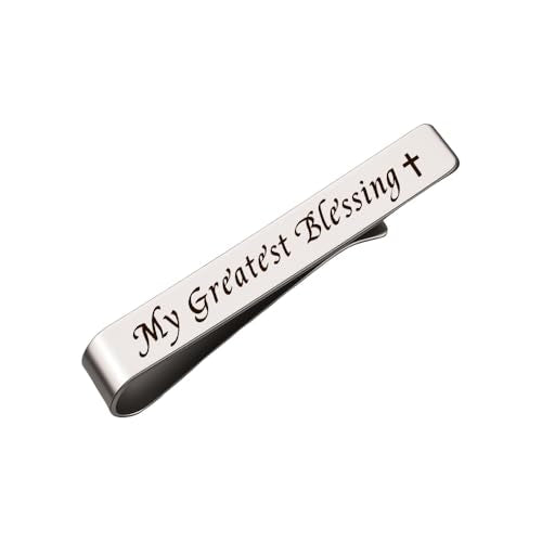 Novelty Mens Tie Clip for Wedding Graduation Gift for Him Son Grandson Birthday Christmas Gift Tie Clips for Dentist Pilot - style: my greatest blessing