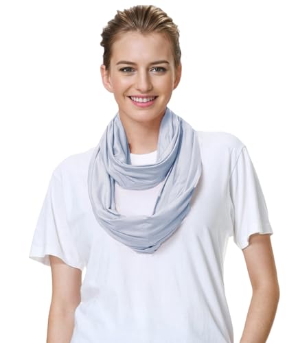 Lina & Lily Premium Modal Jersey Knit Women's Infinity Scarf Loop Lightweight - color: Baby Blue