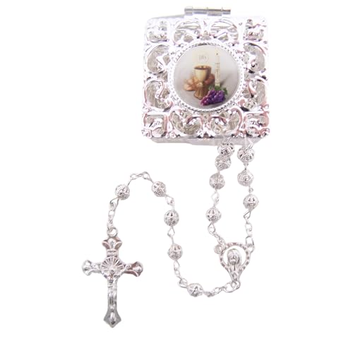 Wowser Light of Christ First Holy Communion Silver Tone Rosary