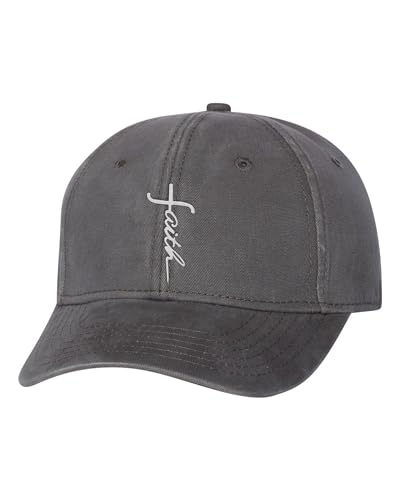Go All Out Faith Cross Letters Christian Jesus Dad Deluxe Trucker Flatbill Baseball Structured Embroidered Hat - color: Charcoal