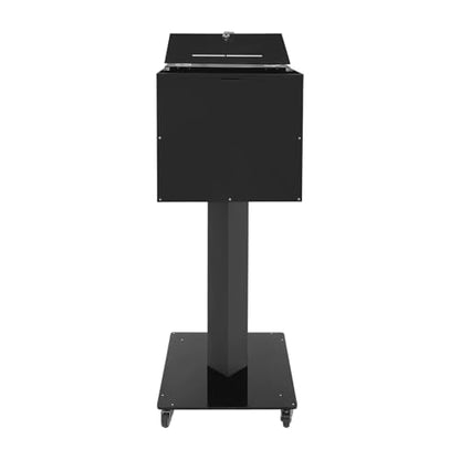 Suggestion Box with Lock and Key Donation Box with Stand and Wheel Acrylic Ballot Box Standing Offering Box for Church, Office, Voting (Black, Bar Hole) - color: Black, size: Bar Hole