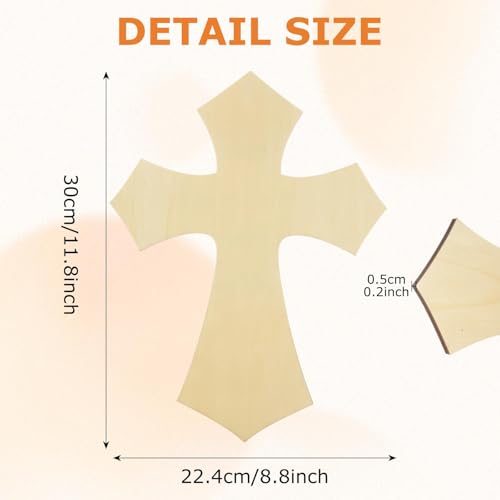 STARVAST 20 PCS 12 Inch Unfinished Wood Cross, Cross Shaped Wood Pieces for Wooden Craft DIY Projects, Halloween and Christmas Decorations