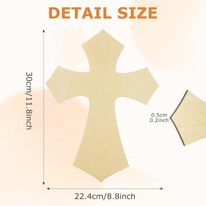 STARVAST 20 PCS 12 Inch Unfinished Wood Cross, Cross Shaped Wood Pieces for Wooden Craft DIY Projects, Halloween and Christmas Decorations
