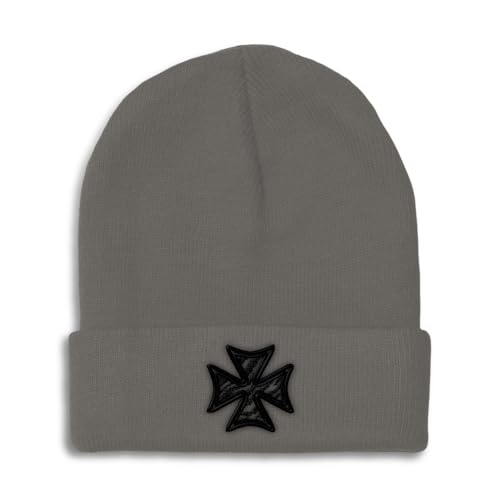 Custom Beanies for Men Iron Cross God Jesus Christ Christian Skull Cap Winter Hats for Women One Size - color: Dark Grey Design Only