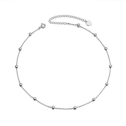 DAOCHONG Women S925 Sterling Silver Disc Statement Choker Necklace - style: Fashion Beads