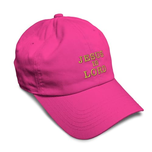 Speedy Pros Soft Baseball Hat Embroidered Dad Hat Jesus is Lord God Christ Christian Religious Cotton - color: Hot Pink Design Only