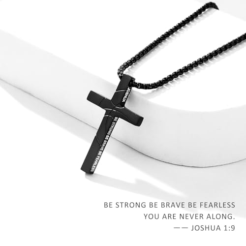 Basketball Cross Necklace for Boys Men - color: Black, style: 1：9 Be strong Be brave Be fearless