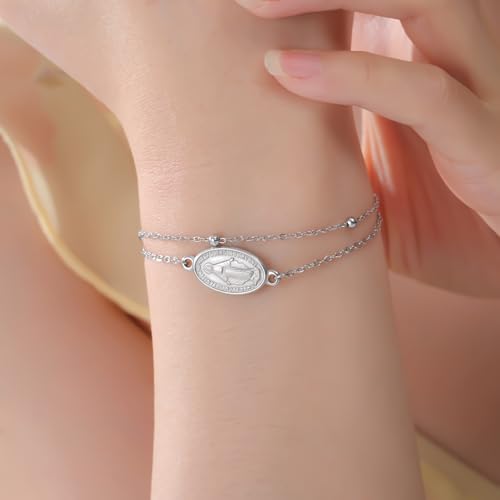 VASSAGO Virgin Mary Bracelet for Women Men Double-Sided Virgen de Guadalupe Rosary Bracelet Medal Handmade Braided Rope Catholic Christian Religious Jewelry Gift - color: Silver 14