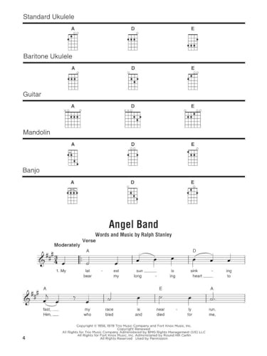 Bluegrass Songs - Strum Together Songbook | 70 Classic Bluegrass Standards for Ukulele Guitar Mandolin Banjo Baritone Ukulele | Easy Sheet Music Arrangements | Chords Lyrics Melody Lines