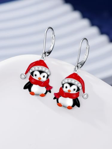 Dorunmo 925 Sterling Silver Dangle Drop Earrings for Women Holiday Earrings Hypoallergenic Halloween Christmas Jewelry Festival Gifts for Women - style: Christmas-Penguin