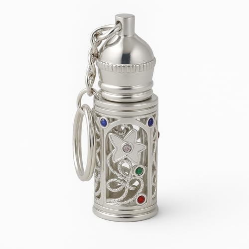 Anointing Oil Bottle Keychain, Silver - color: Silver