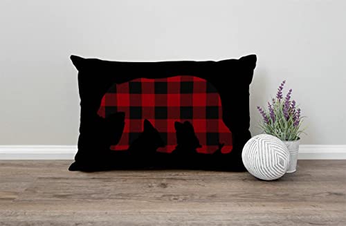 Solekla Red Buffalo Plaid Bear Farmhouse Pillow Covers 12x20 Inch,Home Decorative Throw Pillow Case Cushion Cover,Home - color: Jcp110