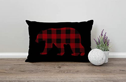 Solekla Red Buffalo Plaid Bear Farmhouse Pillow Covers 12x20 Inch,Home Decorative Throw Pillow Case Cushion Cover,Home - color: Jcp110