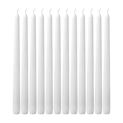 12 Pack White Taper Candles丨Taper Candles 10 Inch Dripless丨Unscented & Smokeless Candlesticks Bulk丨7-8 Hours Long Burning Tall Candles丨Ideal for Christmas Weddings Parties Dinner - color: White, size: 12 Pack Taper Candle