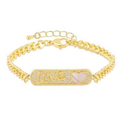 LETFLY Natural Shell Bracelets for Women, 14K Gold Plated Butterfly/Lips/Cross/Heart Charm Adjustable Cubic Zirconia Cuban Link Chain, Dainty Trendy Handmade Jewelry Gifts - style: Style F