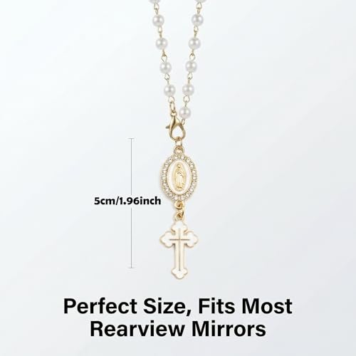 Car Rosary for Car, Steering Wheel Charm, Steering Wheel Rosary, White - style: C