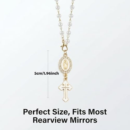 Car Rosary for Car, Steering Wheel Charm, Steering Wheel Rosary, White - style: C