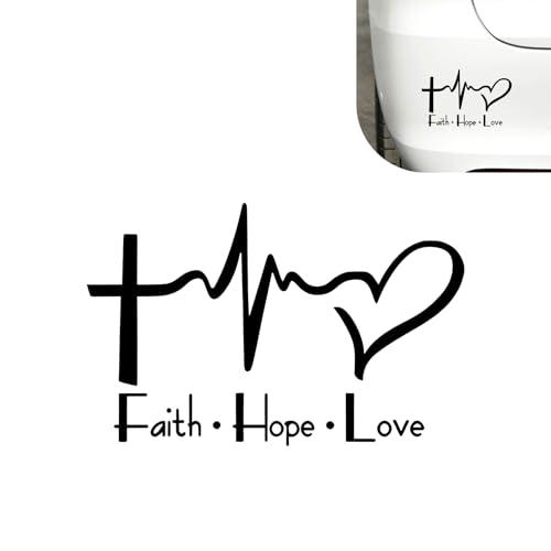 WZP Faith Hope Love Heartbeat Decal, Jesus Cross Car Window Sticker, Waterproof Vinyl Heart Decal, Universial Auto Decor Accessories for Car Van Truck Laptop (Black) - color: Black
