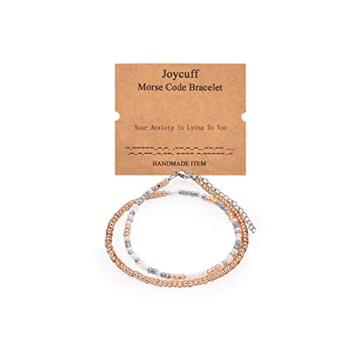 Inspirational Morse Code Bracelets for Women Funny Jewelry Birthday Gifts - color: Your anxiety is lying to you