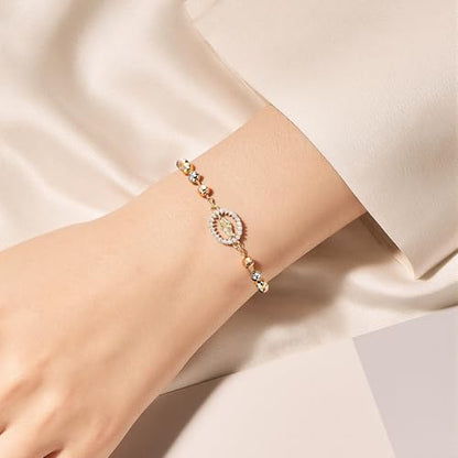 Rosary Cross Bracelet for Women, Gold Virgin Mary Rosary Beads Catholic Bracelet - style: rosary