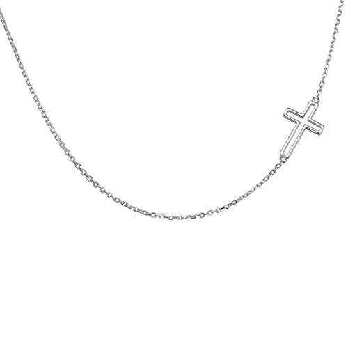 DAOCHONG S925 Sterling Silver Sideways Cross Choker Necklace 14+4 Inch - color: Silver2