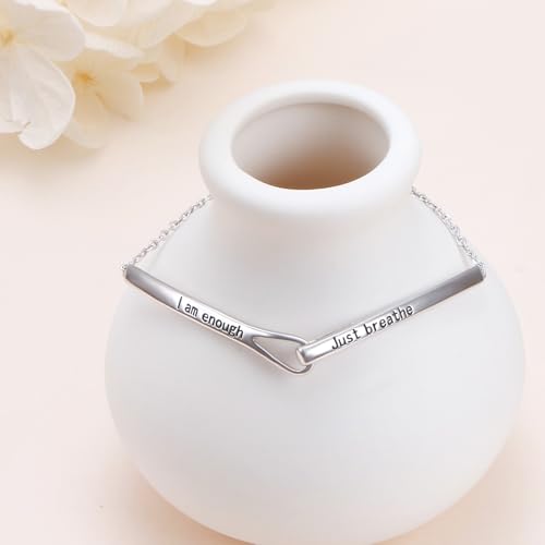 Sterling Silver Engraved Inspirational Adjustable Infinity Bracelet Graduation Gift for Mother Sister Best Friend Jewelry for Women - style: I am enough
