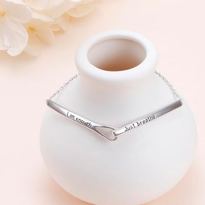 Sterling Silver Engraved Inspirational Adjustable Infinity Bracelet Graduation Gift for Mother Sister Best Friend Jewelry for Women - style: I am enough