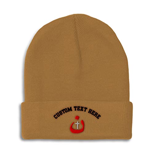 Custom Beanies for Men Christian Nazarene Jesus God Christ Skull Cap Winter Hats Women Acrylic One Size - color: Khaki Personalized Text Here