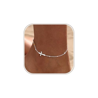 Ankle Bracelets for Women Waterproof Non Tarnish Anklet - style: Cross-SL