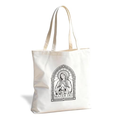Christian Canvas Tote Bag for Women, Inspirational Faith Shoulder Bag - color: Mary