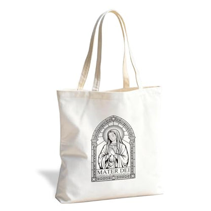 Christian Canvas Tote Bag for Women, Inspirational Faith Shoulder Bag - color: Mary