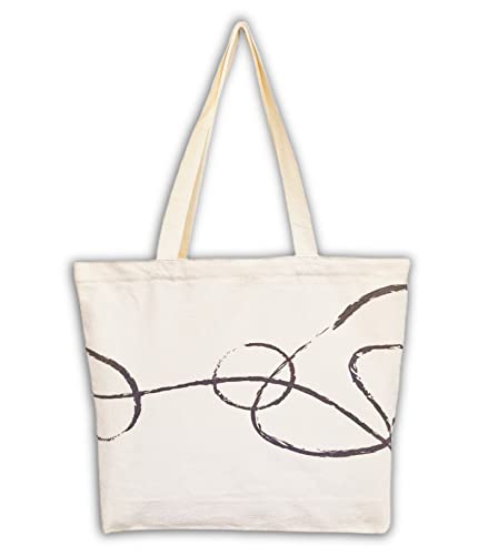 Canvas Tote Bag, Pockets, Zipper, Durable, Lightweight, Cotton Shopping Cloth Bag, Gifts - color: Minimalist
