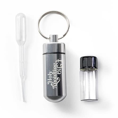 Logos Trading Post Anointing Oil Bottle with Silver Keychain Container - color: Silver