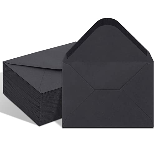 100 Pack Black 4x6 Envelopes, Contour Flap A4 Envelopes for Engagement Invites, Weddings Invitation, announcements, Baby shower, Perfect for RSVP Card 120gsm, 4.5 x 6.4 Inches - 100% Recycled - color: Black-100