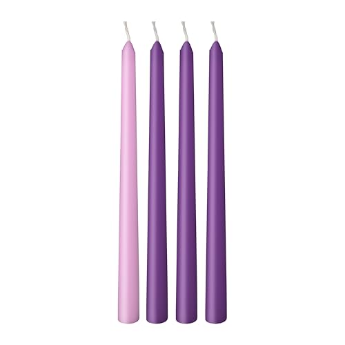 Advent Taper Candles, 4 Pack, 10 Inch, Purple & Pink, Unscented