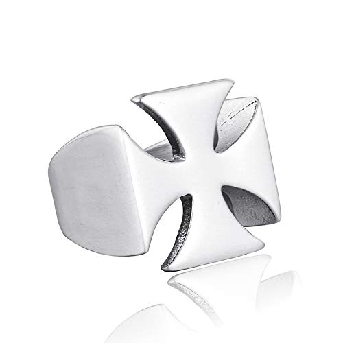 jonline24h Polished Mens Womens Stainless Steel Cross Ring Band Punk Rock Silver Black - color: Silver