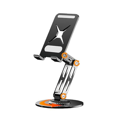 All-Metal Cell Phone Stand 360° Rotatable & Height Adjustable - 25KG Super Load-Bearing, Foldable Desk Stand for Phone, Compatible with iPhone 17/16/15/14 (Black) - color: A-Tri-Fold - Black