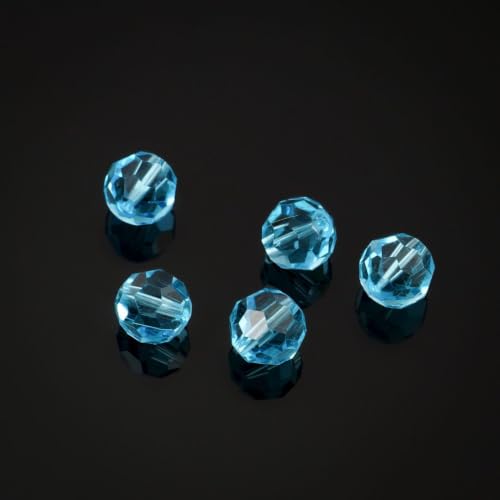 100pcs Adabele Austrian 4mm (0.16 Inch) Small Faceted Round Crystal Beads Aquamarine Blue Compatible with Swarovski Crystals Preciosa - color: Aquamarine Blue, size: 4mm Small (100pcs)